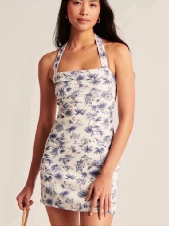 Abercrombie & Fitch Dresses & Skirts - White and Navy Tropical Print Sundress